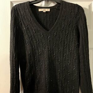 Womens black V-neck sweater